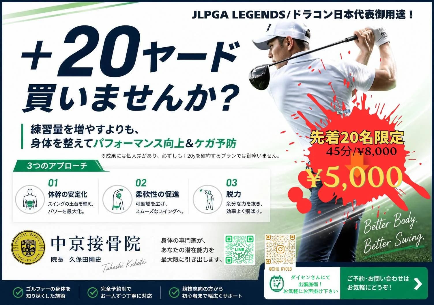 ゴルファー向けアスリートコンディショニング 先着20名限定キャンペーン
